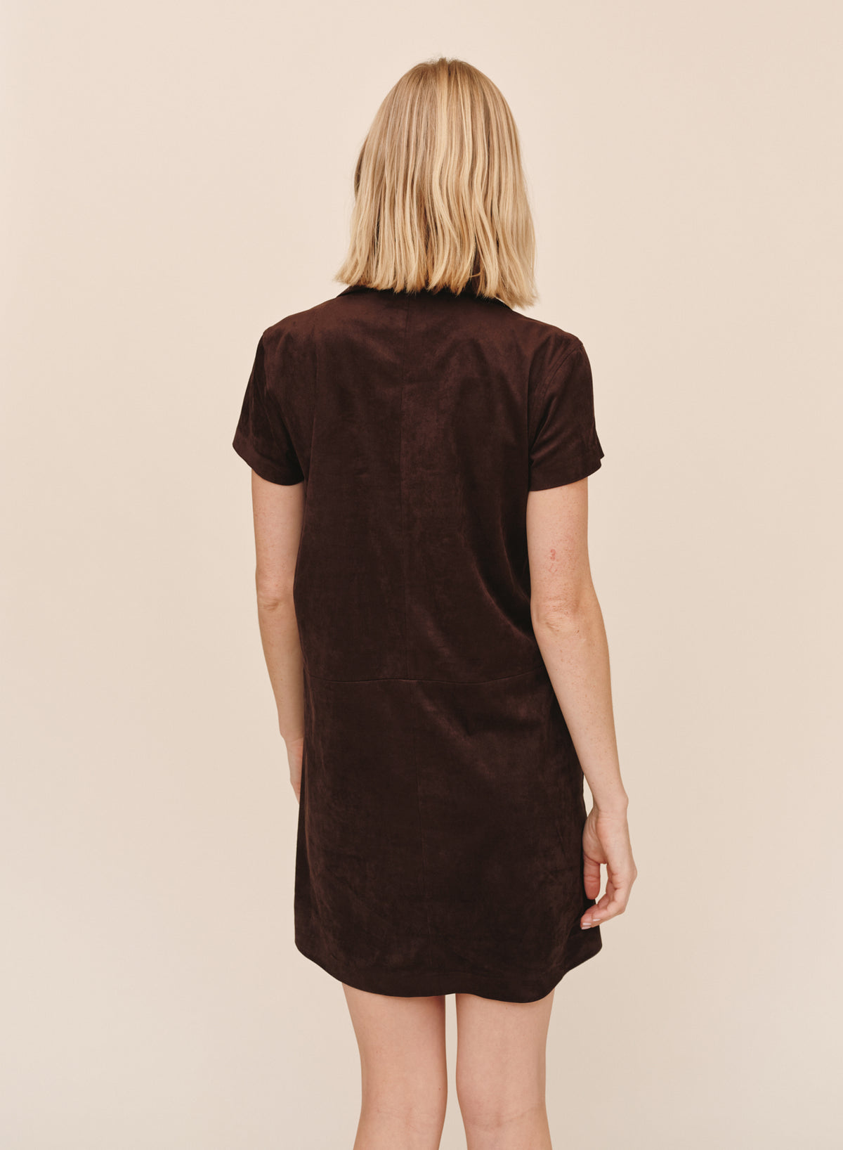 SHORT SLEEVE PULLOVER A-LINE DRESS - DARK ROAST