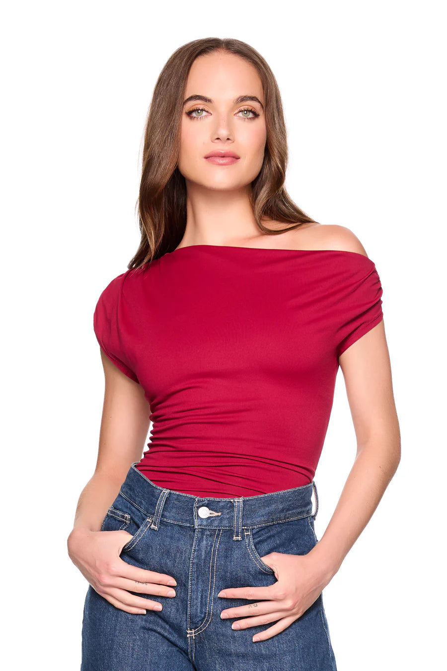 Susana Monoco One Arm Slight Off Shoulder Top