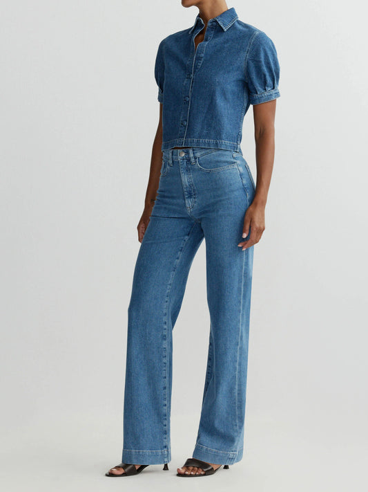 KARMINE REFINED WIDE LEG: HIGH RISE 32' - TERRA BLUES AURA