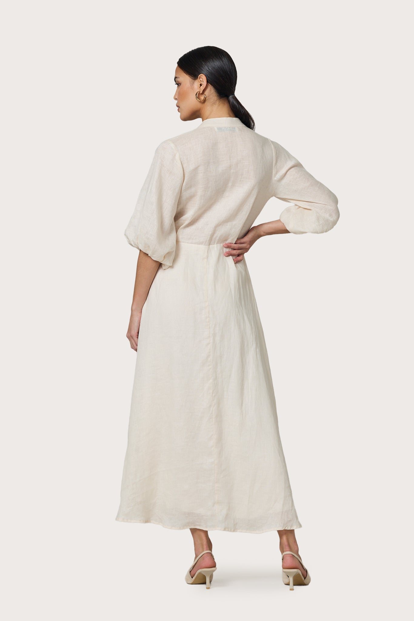 KENNY LINEN MAXI DRESS - IVORY