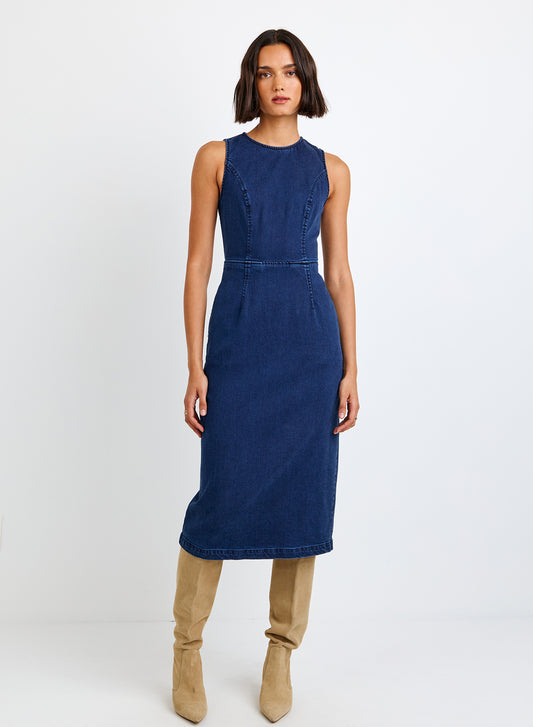 ZIP BACK MAXI DRESS - MIDNIGHT ARTIC WASH