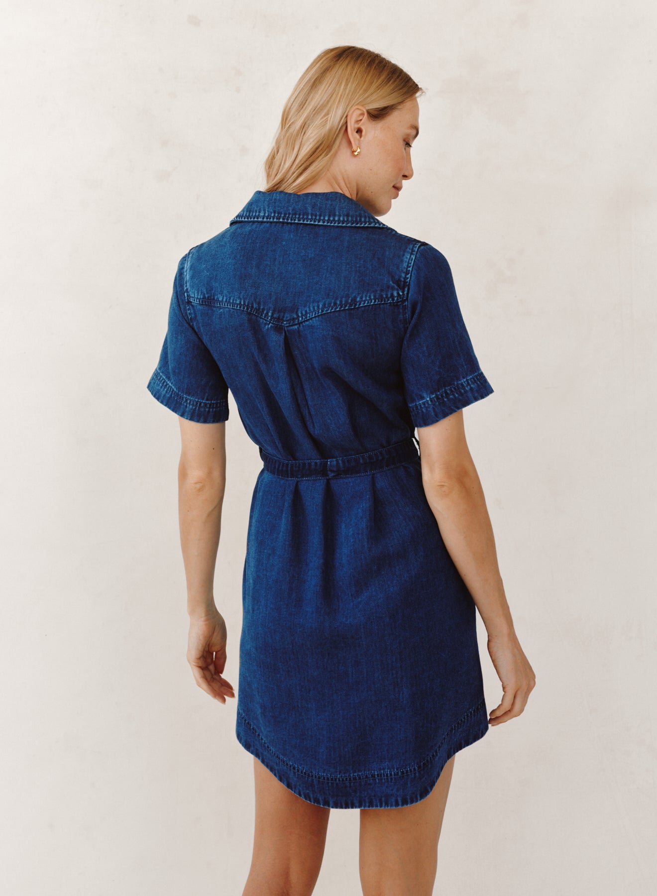 SHORT SLEEVE UTILITY SHIRT DRESS - HORIZON BLUE WASH