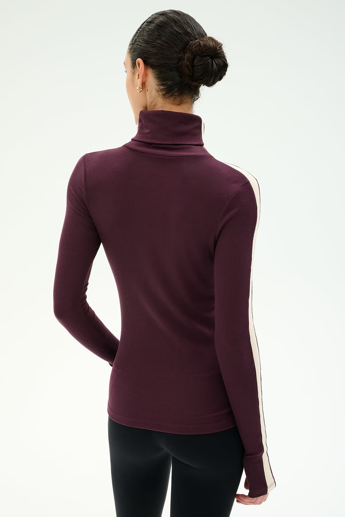 JACKSON RIB FULL LENGTH TURTLENECK - DARK CHERRY/CREME