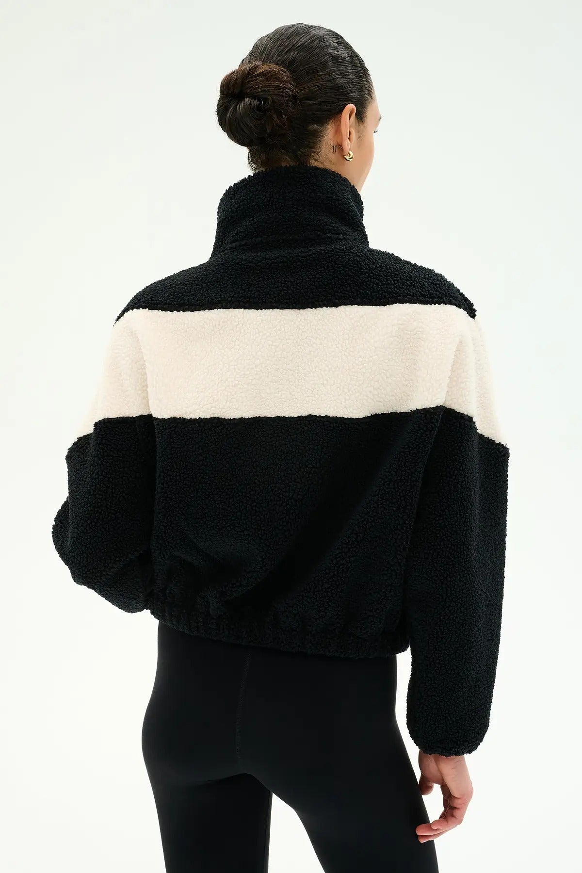 LOTTIE CHEVRON SHERPA FULL ZIP JACKET - BLACK/CREME
