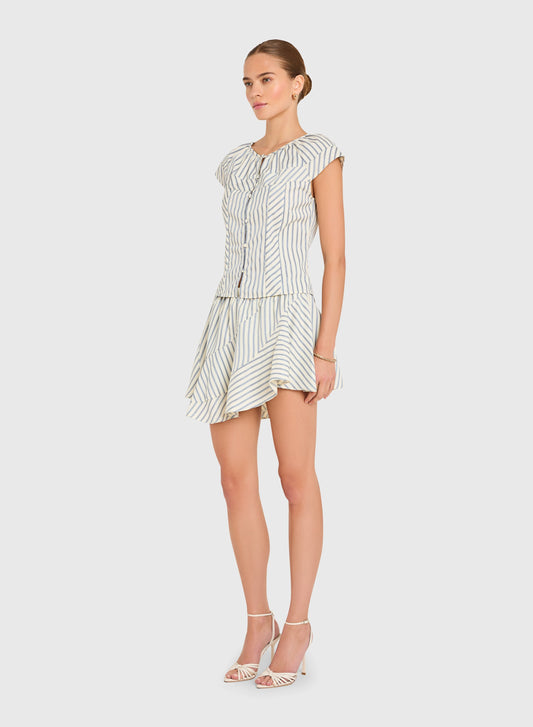 NORINA TOP - OXFORD BLUE STRIPE