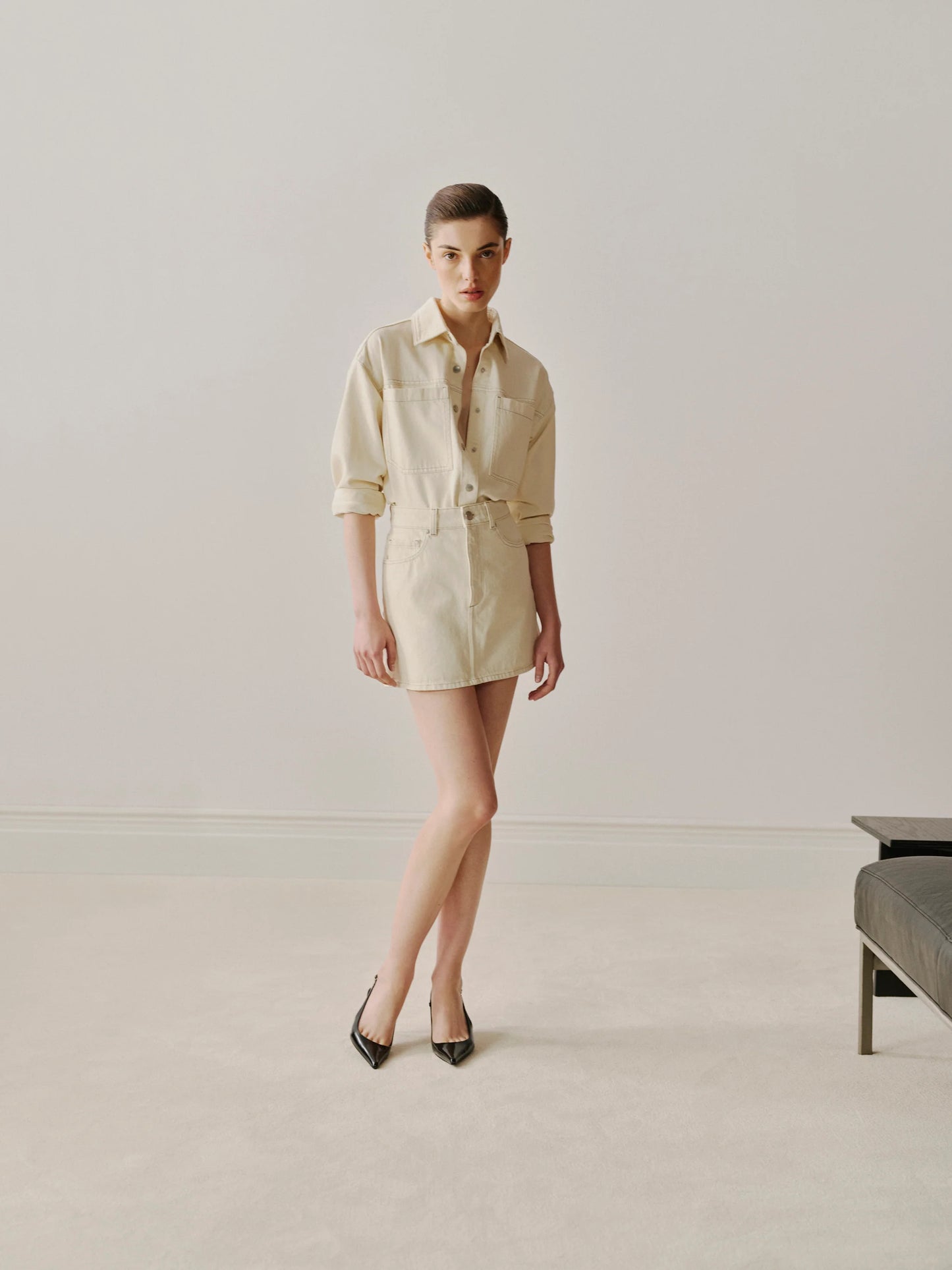 ALMA SKIRT: MINI - ECRU