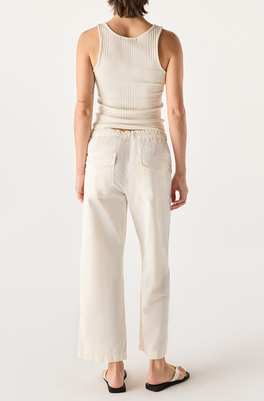 EASY DRAWSTRING SLOUCH CROP - BONE