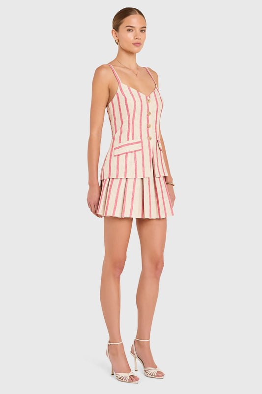 WESLEY SKORT ROMPER - RED STRIPE