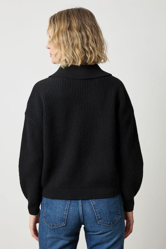 KEYHOLE RIB SWEATER - BLACK