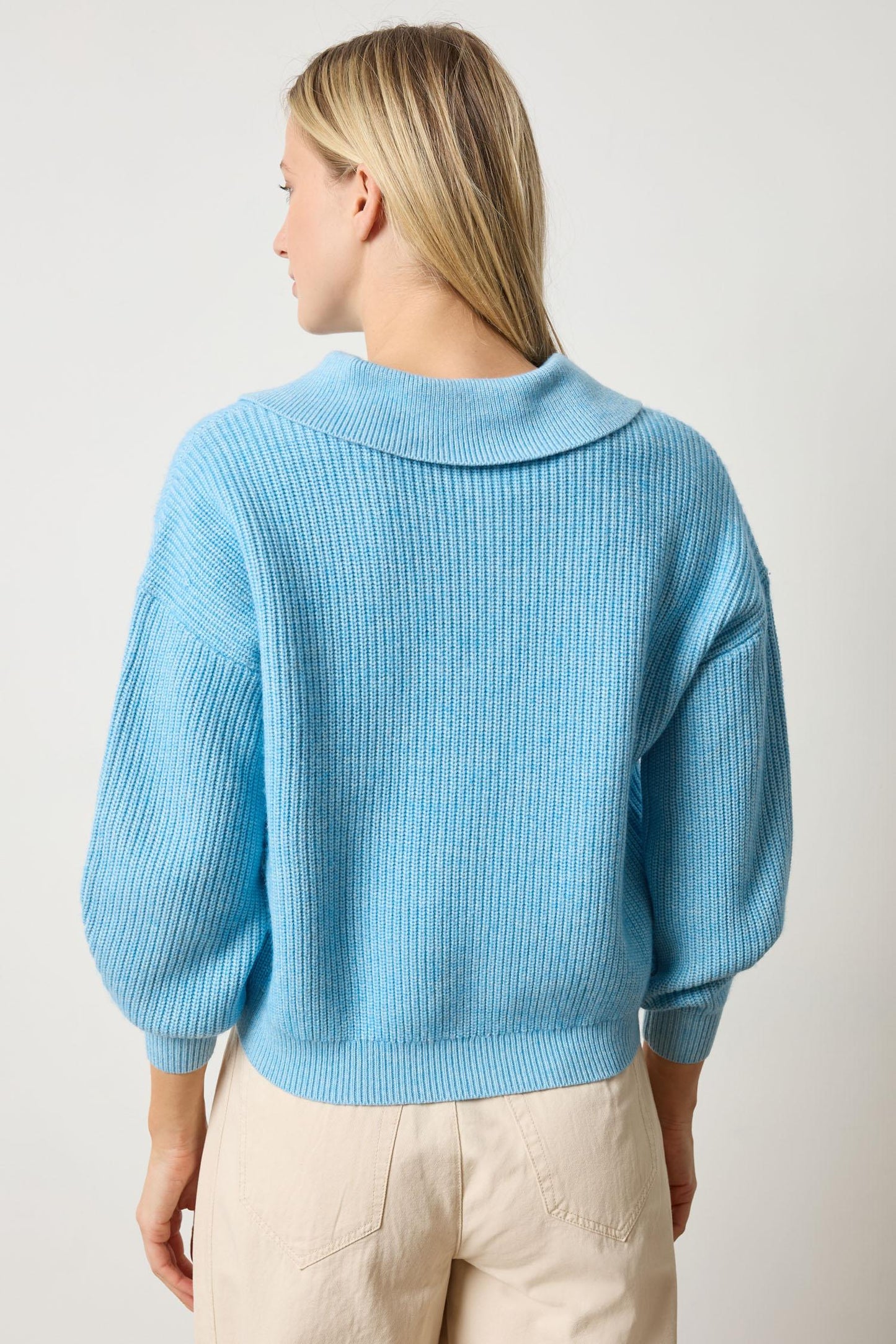 KEYHOLE RIB SWEATER - MYSTIC BLUE