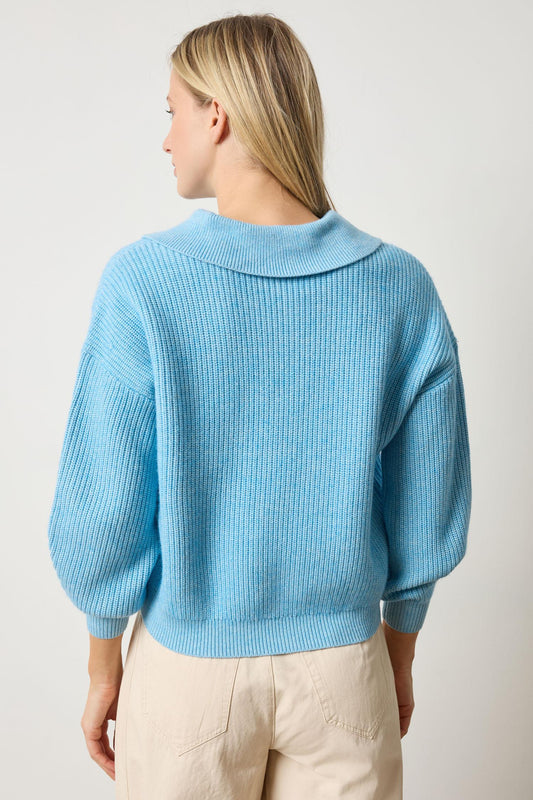 KEYHOLE RIB SWEATER - MYSTIC BLUE