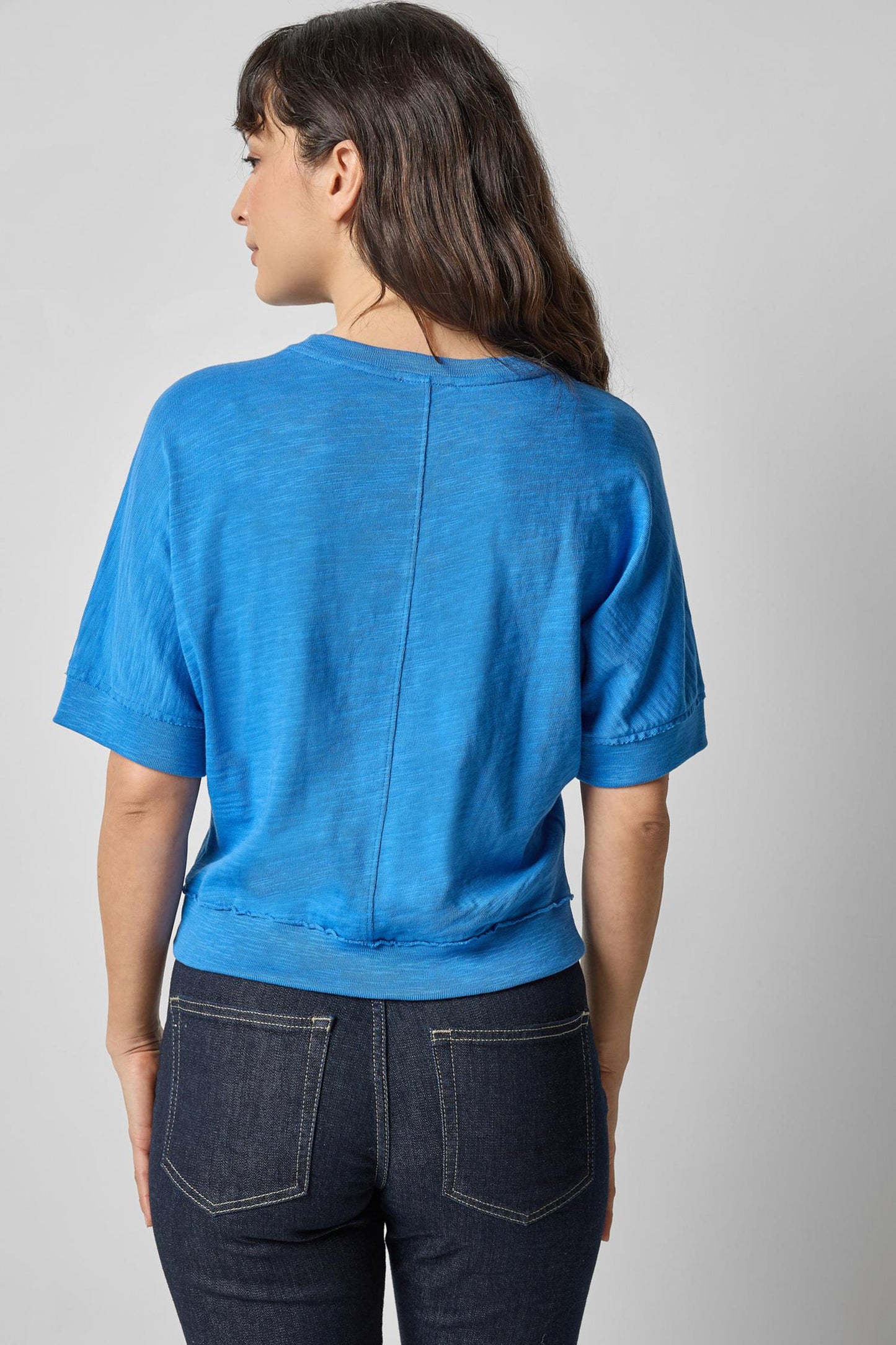 RIB TRIM SHORT SLEEVE - LAPIS