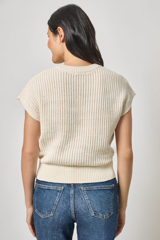 TEXTURED WEDGE SWEATER - OFF WHITE
