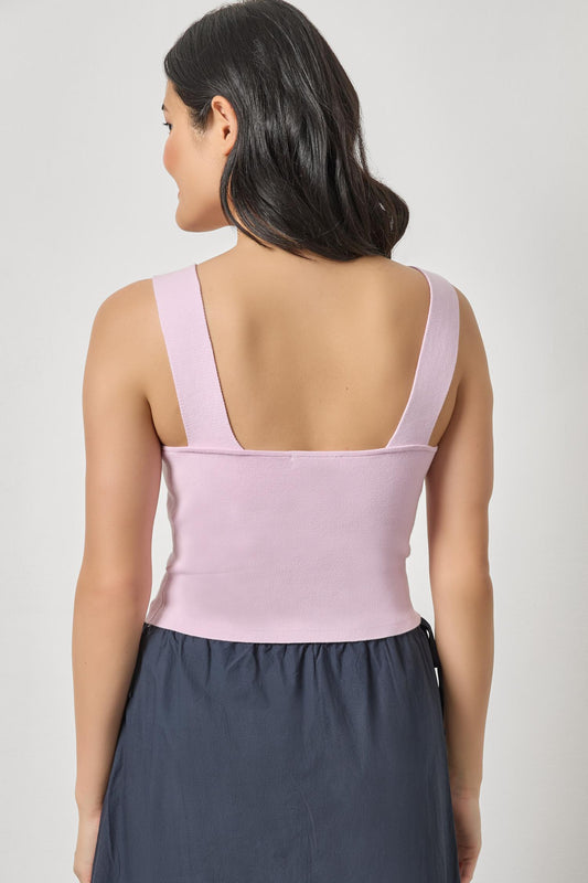 WIDE STRAP KNIT TANK - LAVENDER