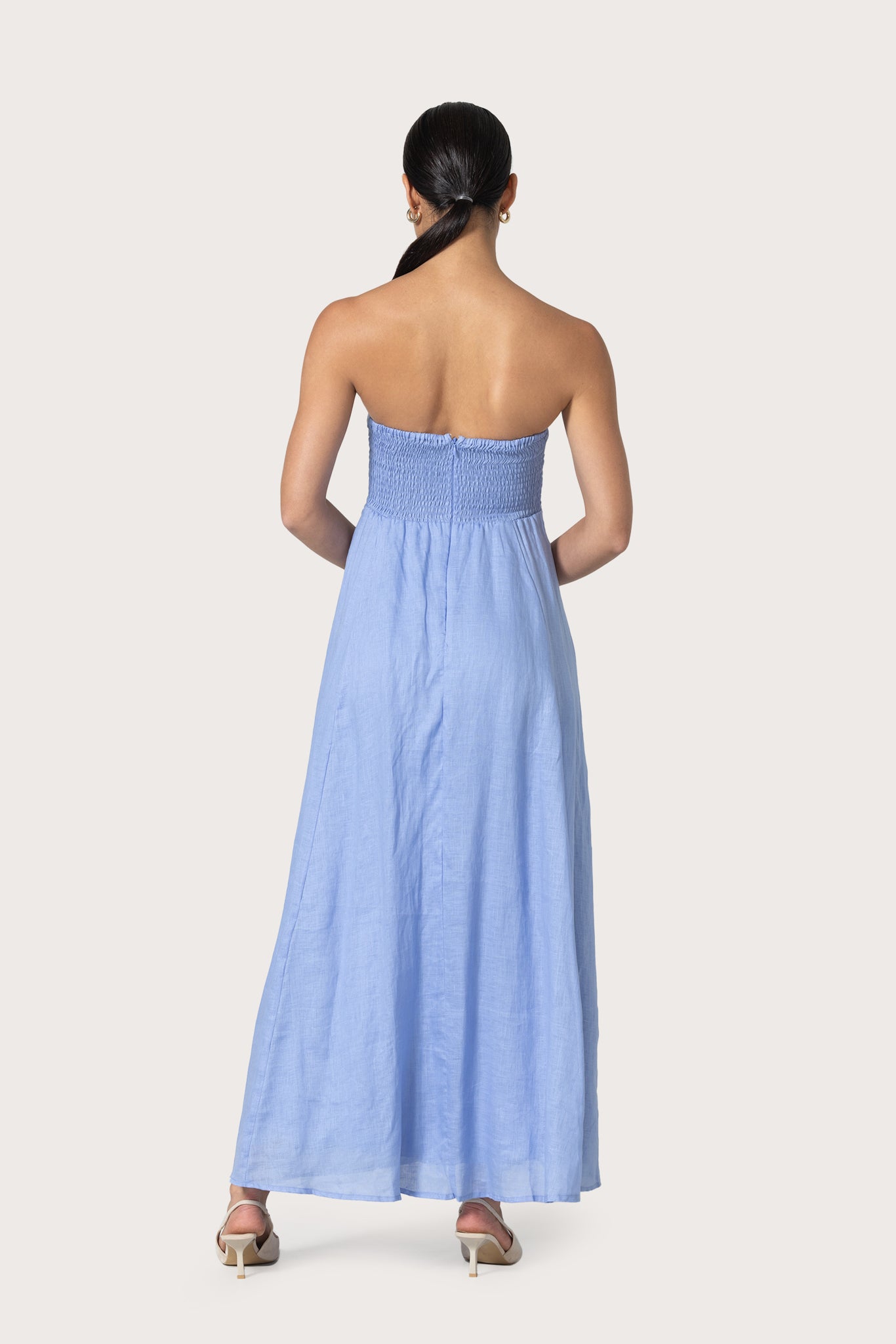 TALIA LINEN MAXI DRESS - SKY BLU