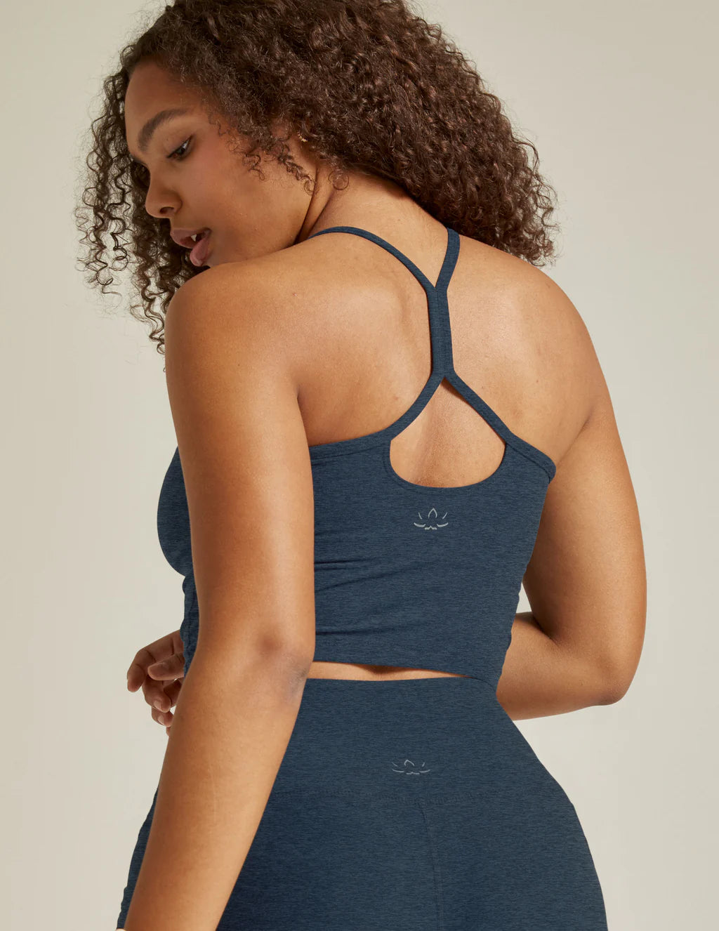 SPACEDYE SLIM RACERBACK CROPPED TANK - NOCTURNAL NAVY