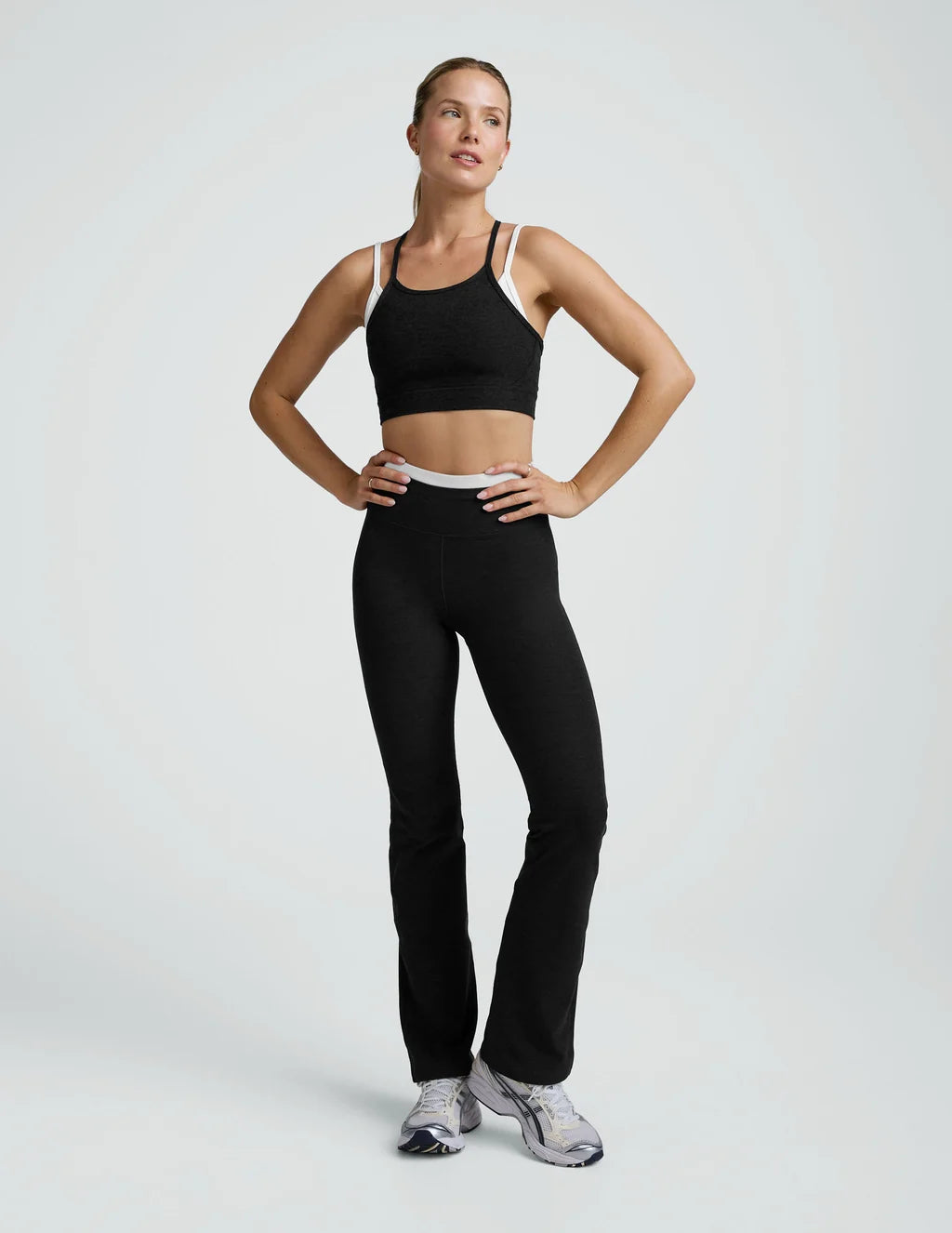 SPACEDYE LAYERED LONG LINE BRA - DARKEST NIGHT