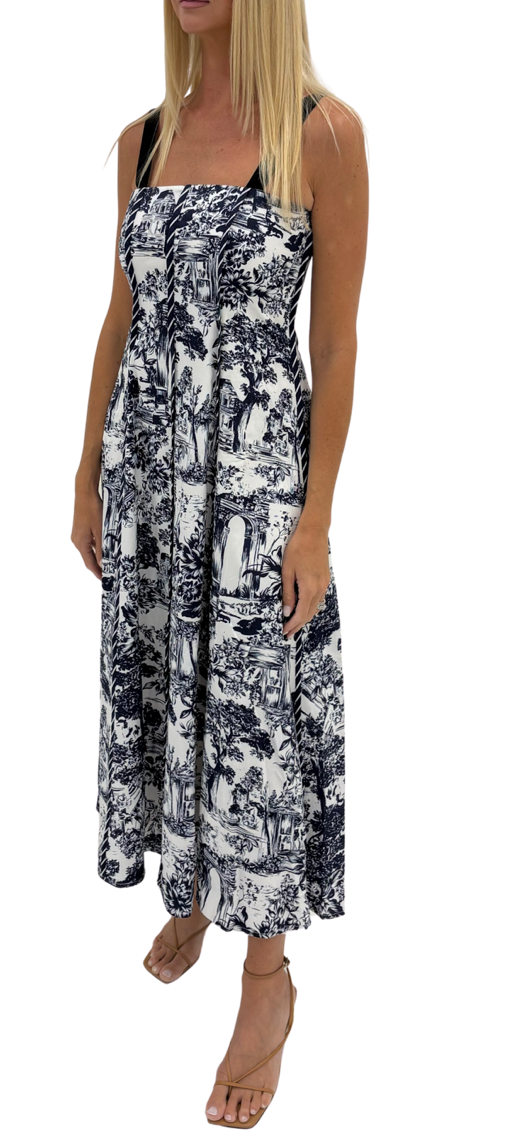 LOREN MIDI - NAVY TOILE