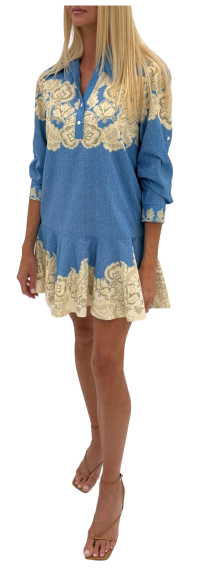 MINA DRESS - CHAMBRAY FLORAL