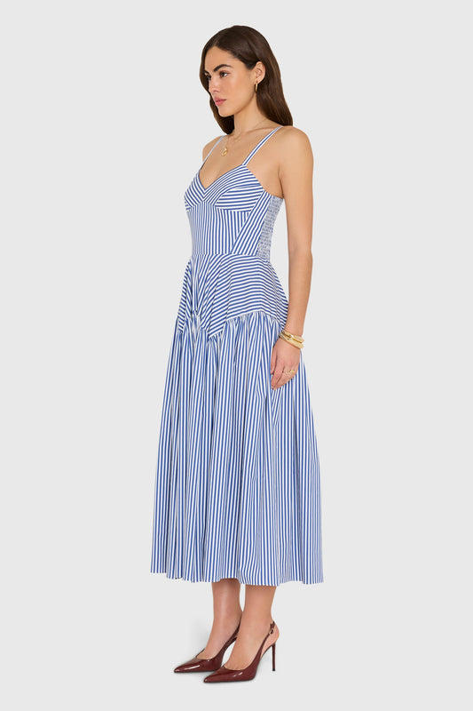 SPENCER MIDI DRESS - BLUE IVORY