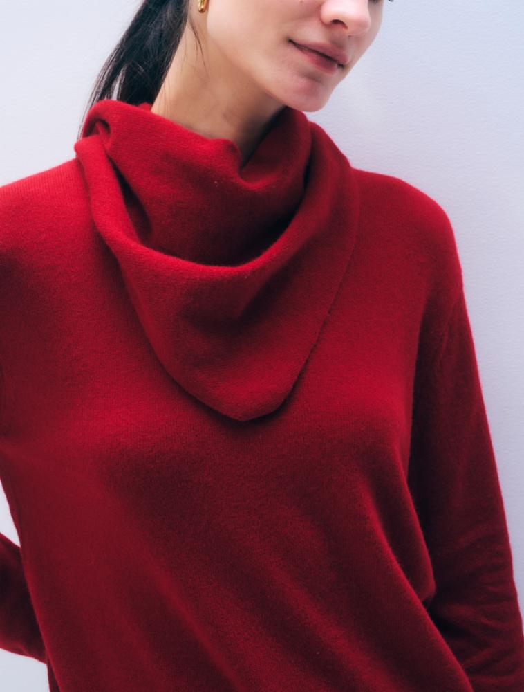 CASHMERE NECKERCHIEF - GARNET RED