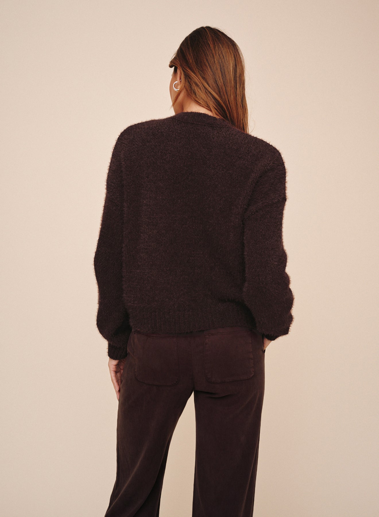 DROP SHOULDER SWEATER - CHESTNUT BROWN