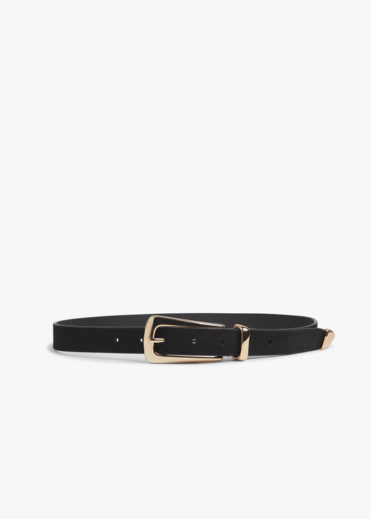 THE SUEDE STATEMENT BELT - BLACK/GOLD