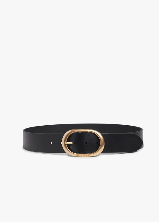 THE SUEDE JEAN BELT - BLACK/ANTIQUE BRASS