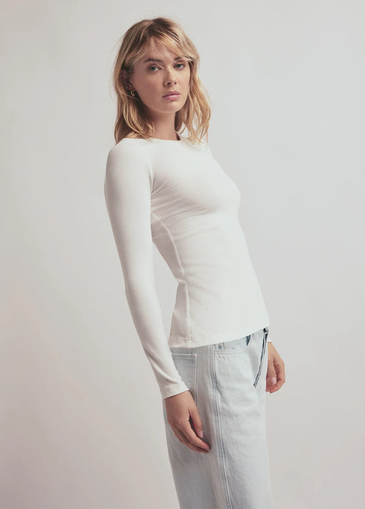 THE RIBBED LONG SLEEVE - WHITE