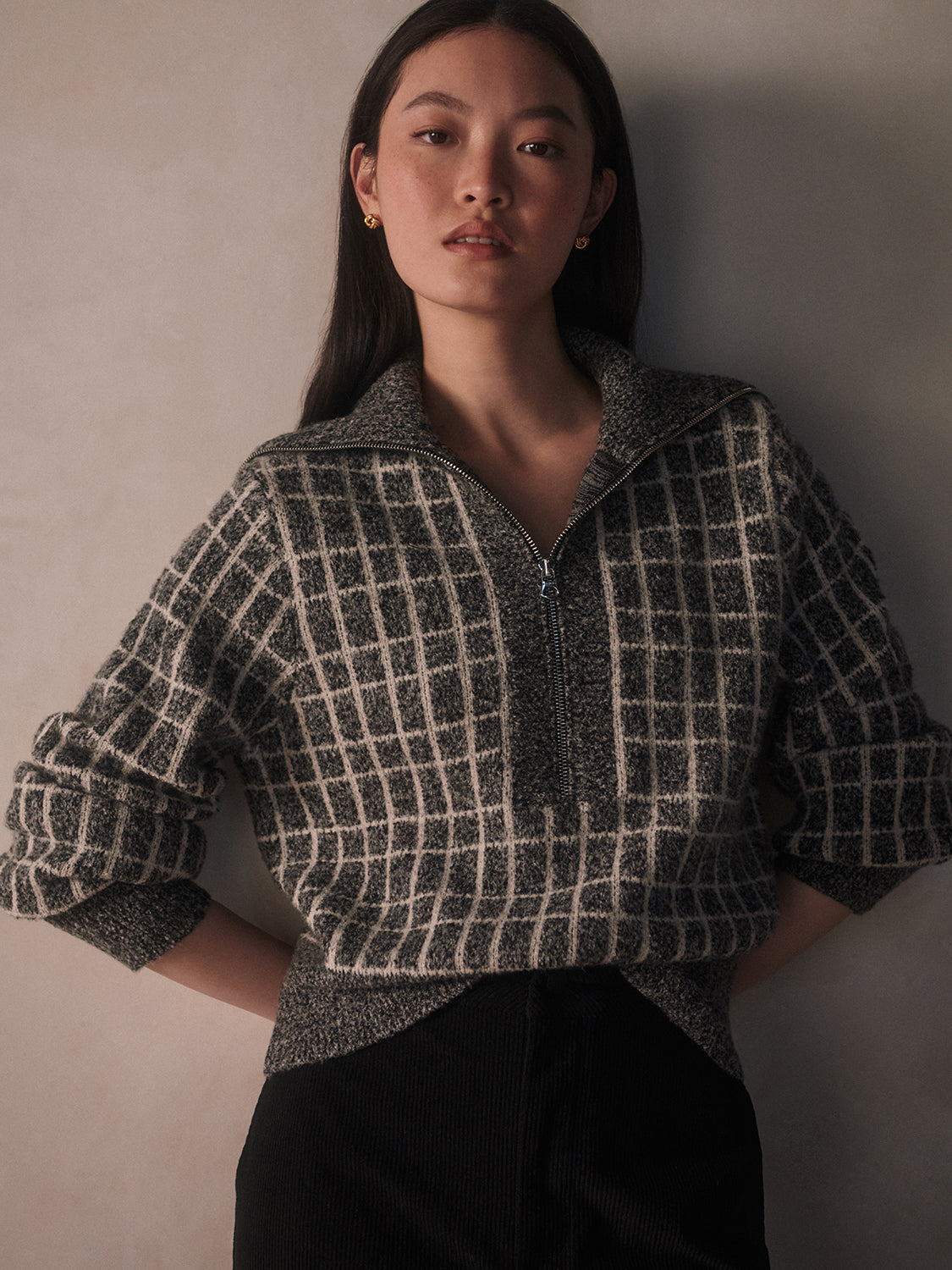 Furley Half Zip Knit - Charcoal MarlFURLEY HALF ZIP KNIT - CHARCOAL MARL