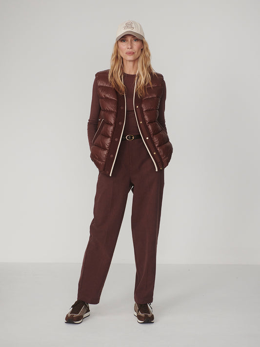COLWYN SHORT BOXY GILET - BROWN STONE