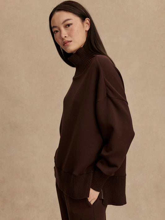 BARKER HIGH NECK SWEAT - COFFEE BEAN