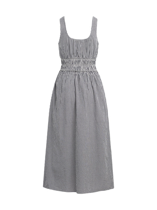 THE SLEEVELESS SWOON DRESS - NAVY/WHITE