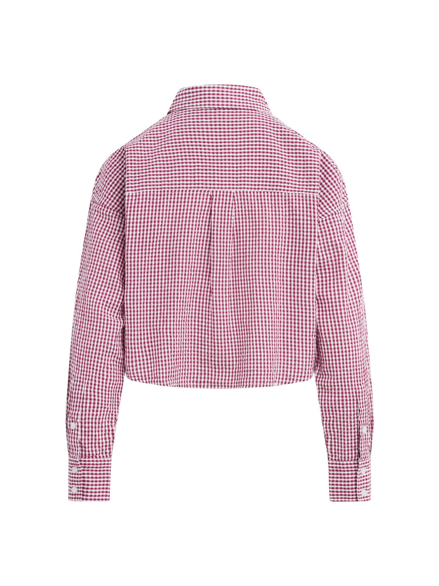 THE CROP EX BOYFRIEND SHIRT - RASPBERRY/WHITE
