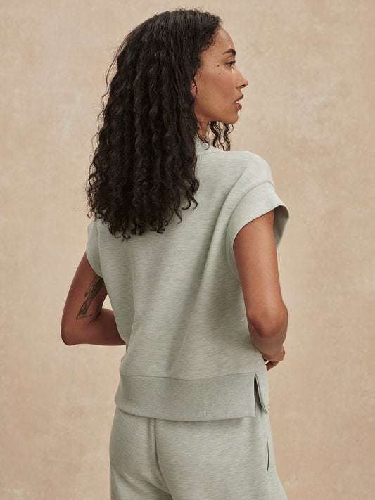 GRACEE V NECK TANK - MINT GREEN MARL