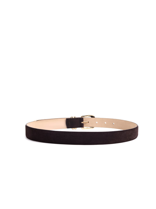 THE SUEDE JORDAN BELT - CHOCOLATE/POL GOLD