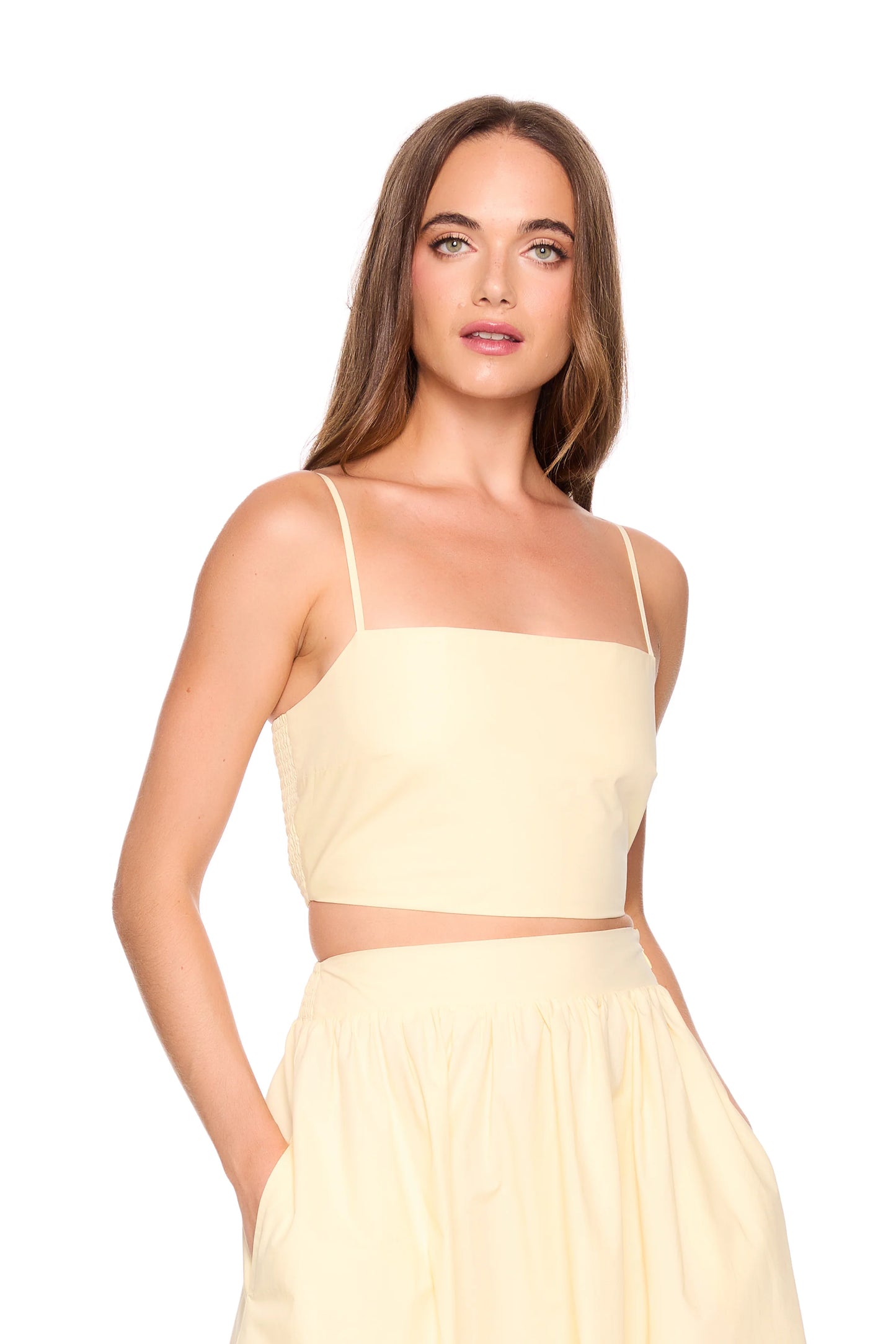 POPLIN SMOCKING BACK STRING - WHIP CREAM