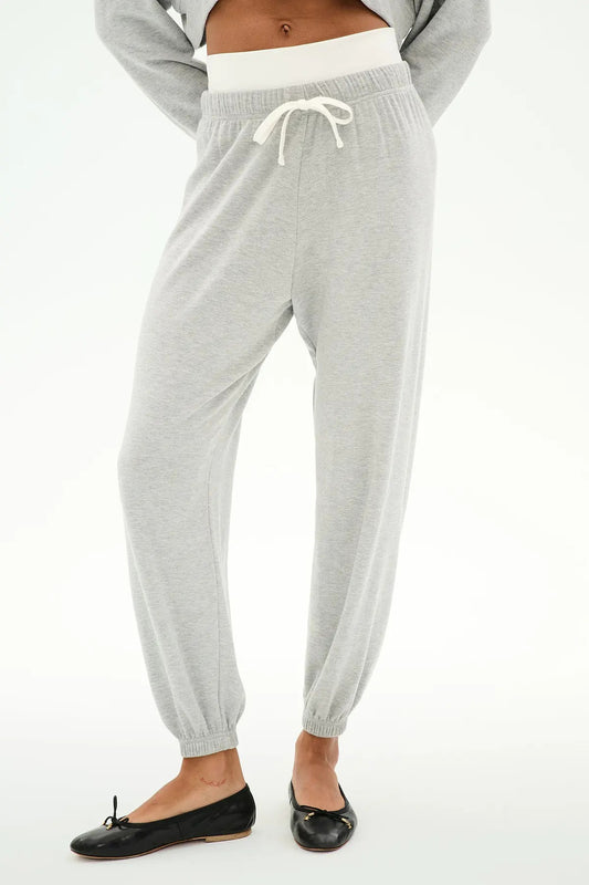 ANDIE DUAL WAIST SWEATPANT - HEATHER GREY/WHITE
