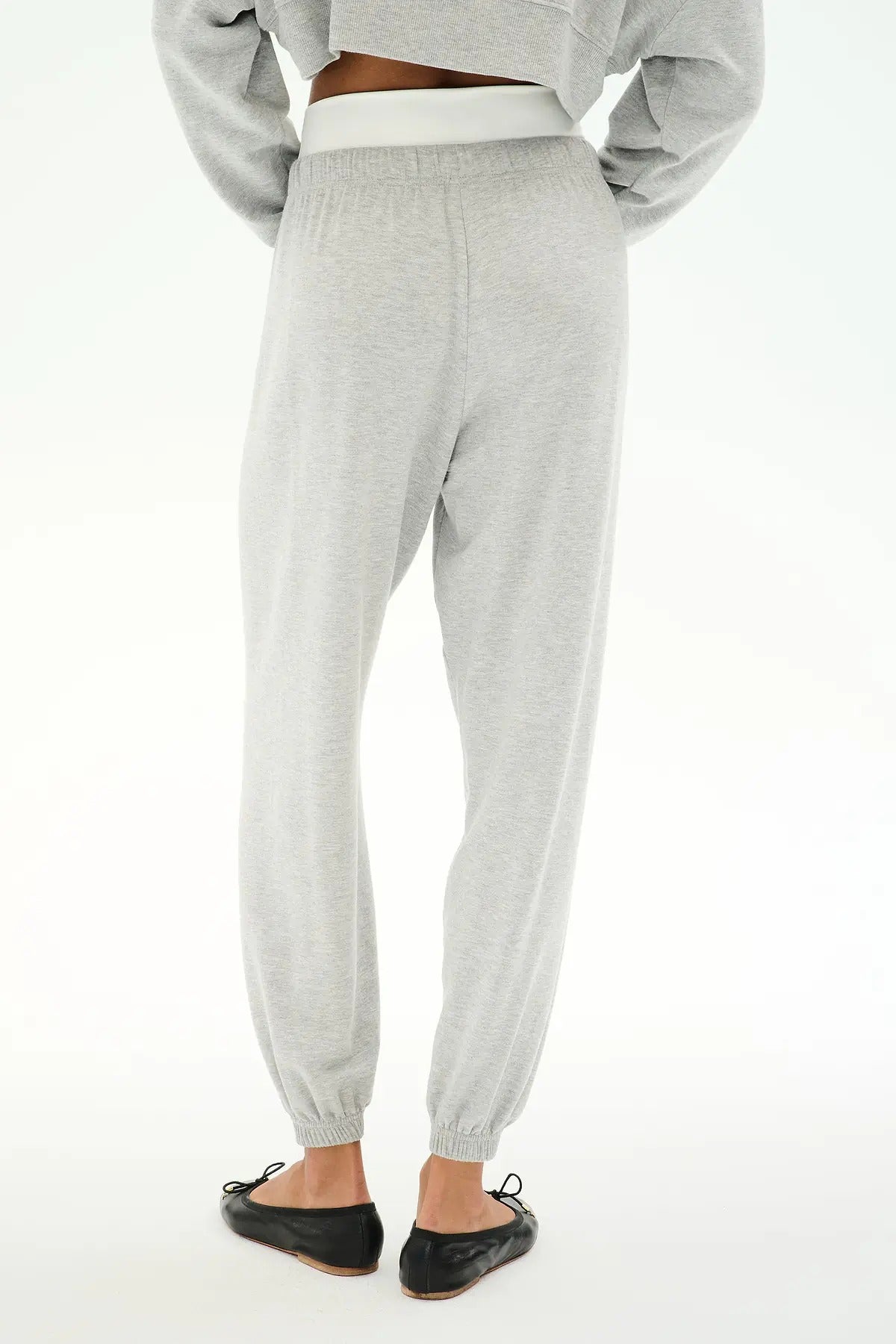 ANDIE DUAL WAIST SWEATPANT - HEATHER GREY/WHITE