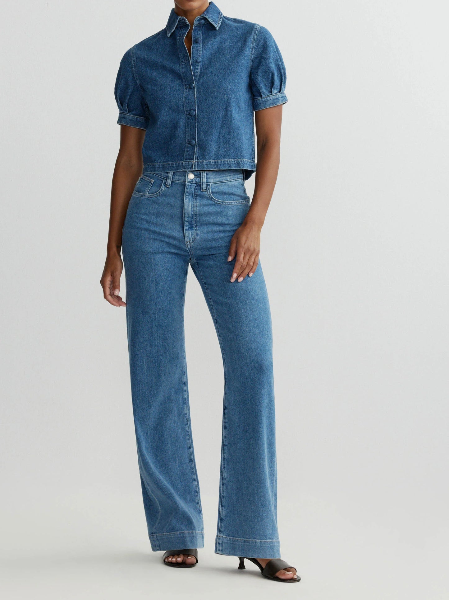 KARMINE REFINED WIDE LEG: HIGH RISE 32' - TERRA BLUES AURA