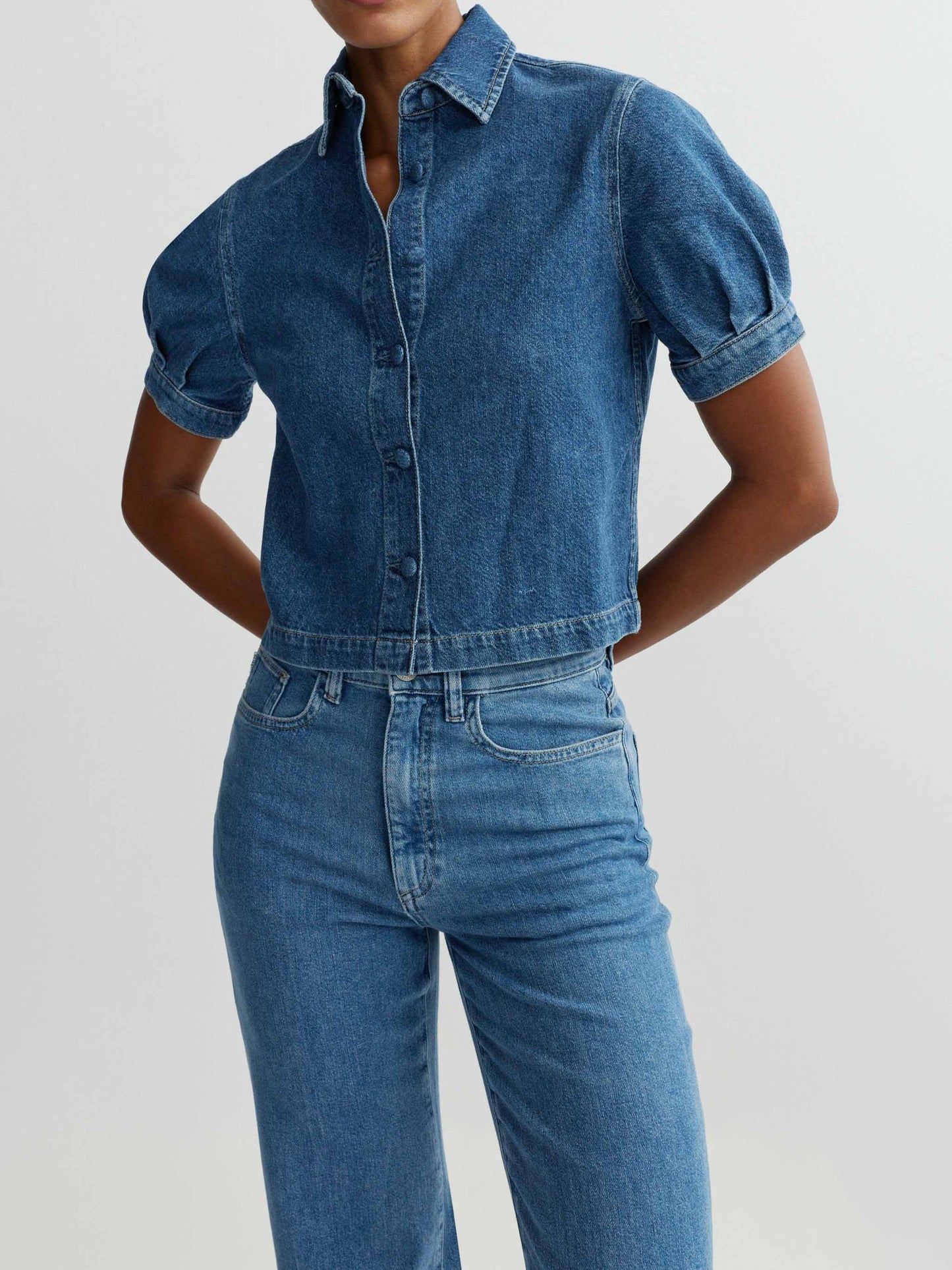 MONTAUK SHIRT: PUFF SLEEVE - TERRA BLUES