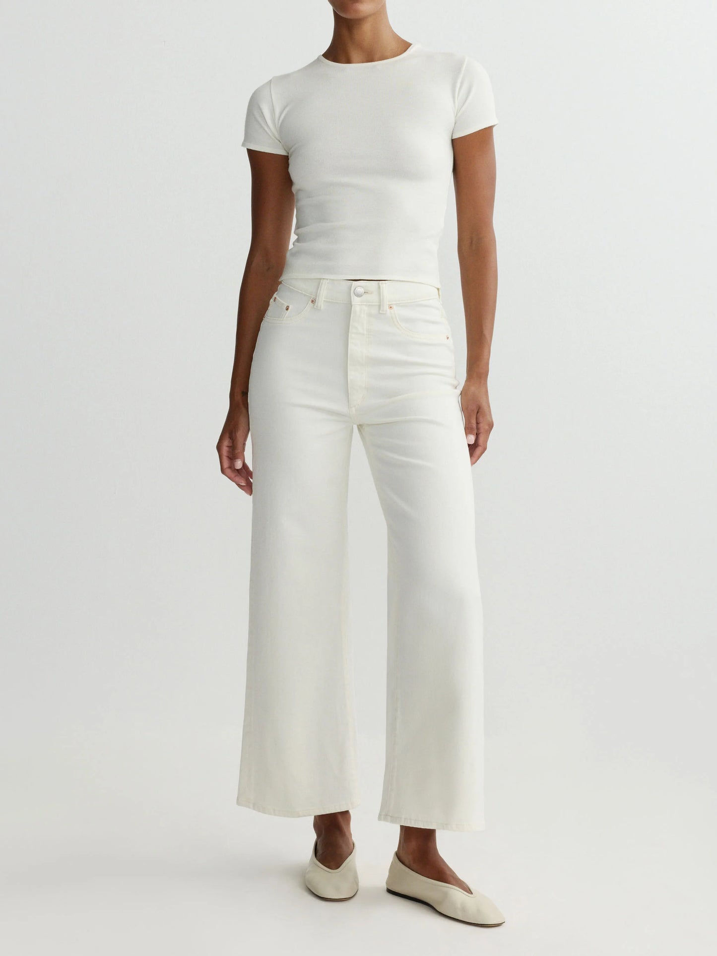 HEPBURN WIDE LEG HIGH RISE ANKLE - EGGSHELL