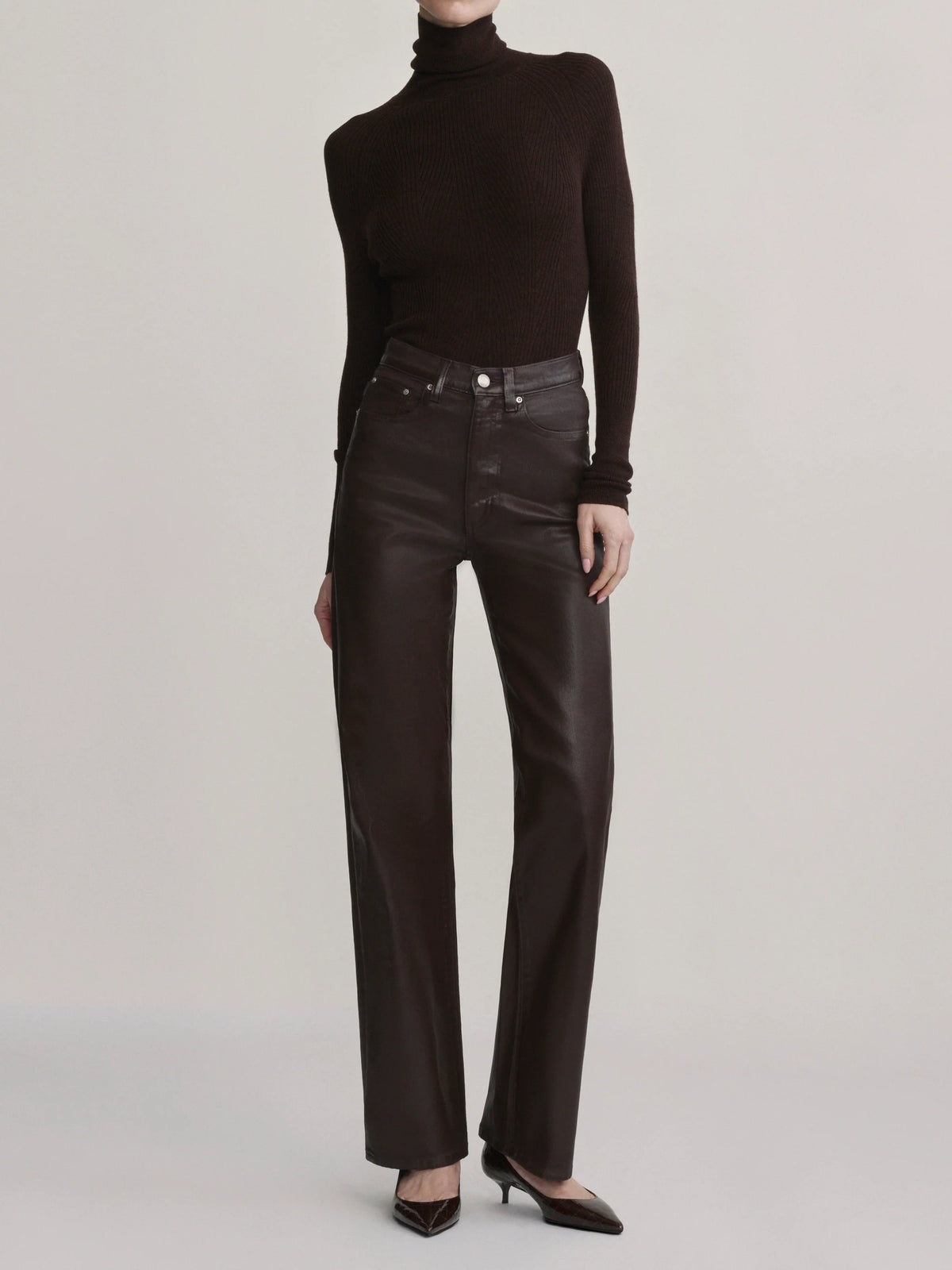 KARMINE REFINED WIDE LEG: HIGH RISE 32' - BRAMBLE COATED