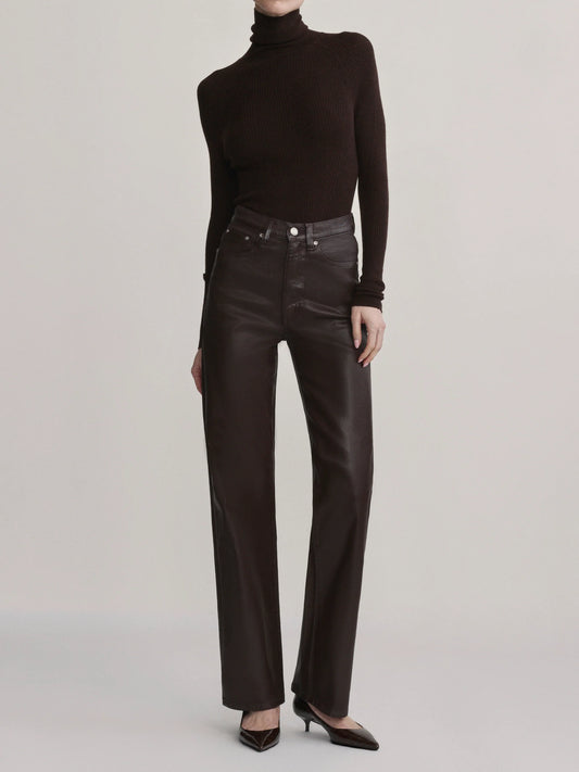 KARMINE REFINED WIDE LEG: HIGH RISE 32' - BRAMBLE COATED