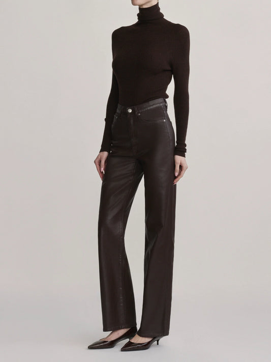 KARMINE REFINED WIDE LEG: HIGH RISE 32' - BRAMBLE COATED