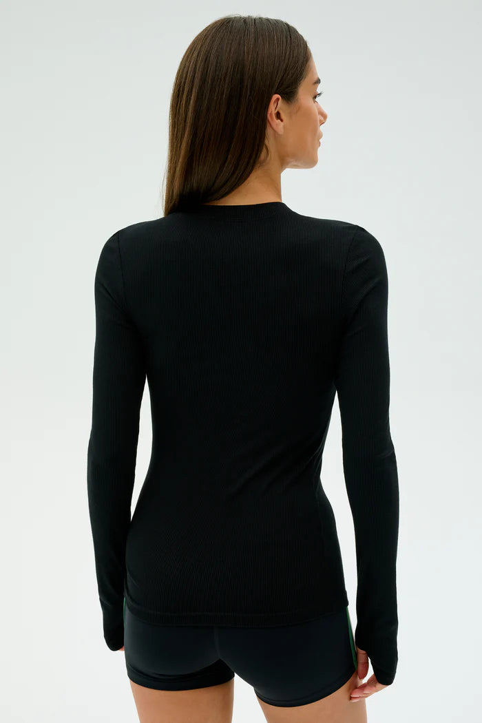 LOUISE RIB LONG SLEEVE - BLACK