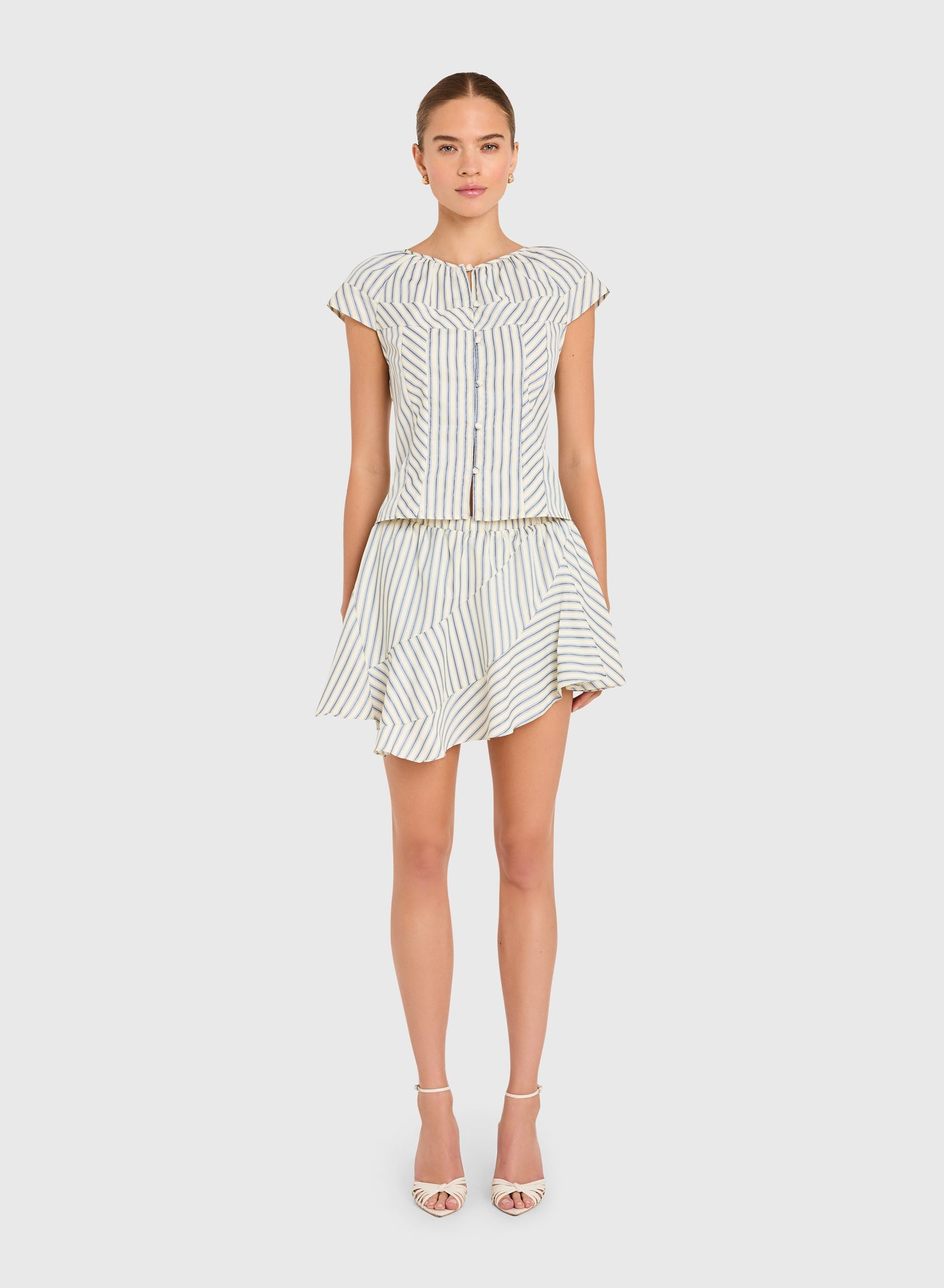 NORINA TOP - OXFORD BLUE STRIPE