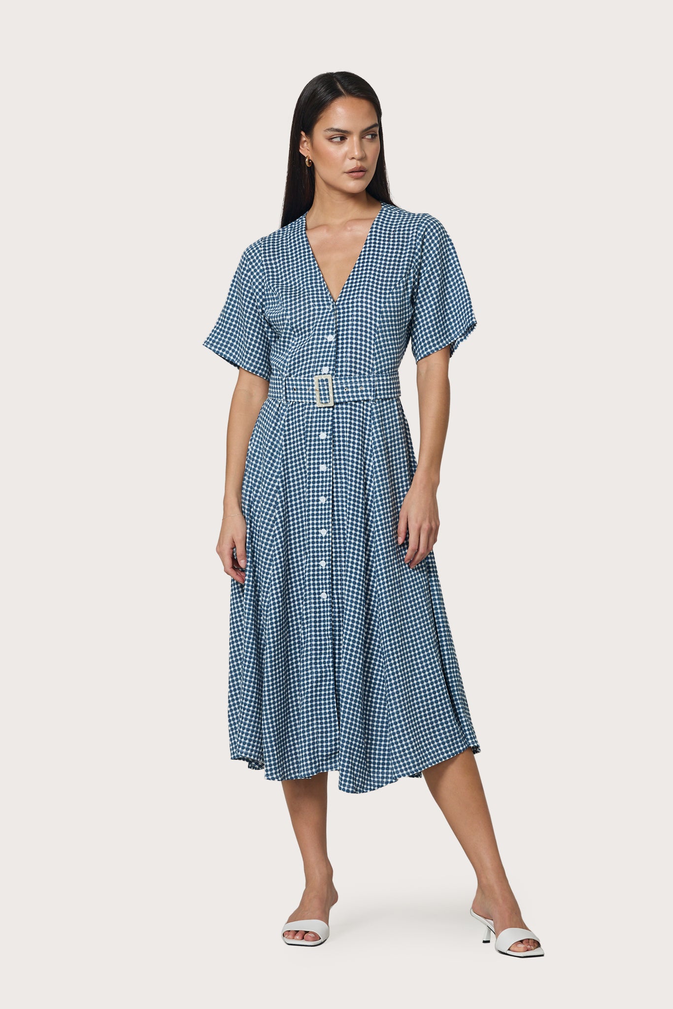 AVIANA DRESS - GINGHAM DENIM
