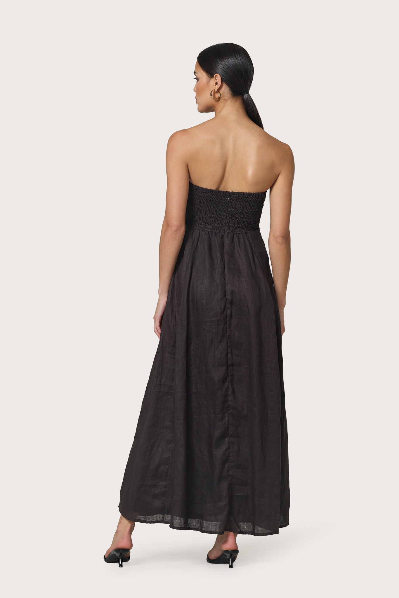 TALIA LINEN DRESS - COFFEE
