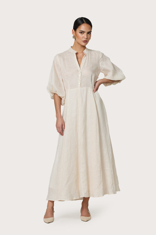 KENNY LINEN MAXI DRESS - IVORY